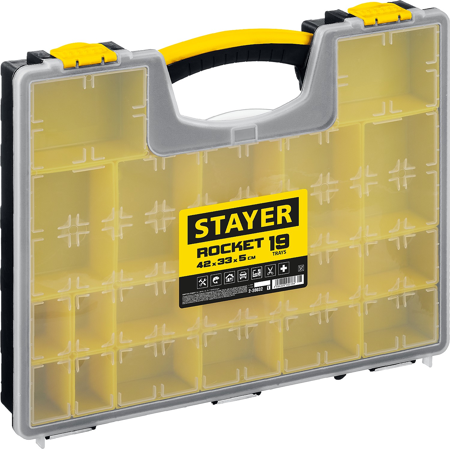 STAYER ROCKET-19, 420 x 330 x 50 мм, (16.5″), пластиковый органайзер с 19 съемными лотками (2-38032) — фото 11