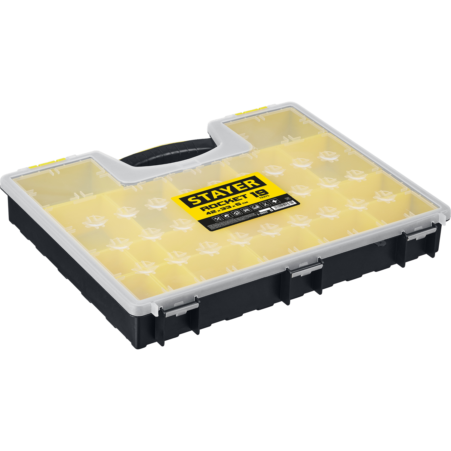 STAYER ROCKET-19, 420 x 330 x 50 мм, (16.5″), пластиковый органайзер с 19 съемными лотками (2-38032) — фото 6