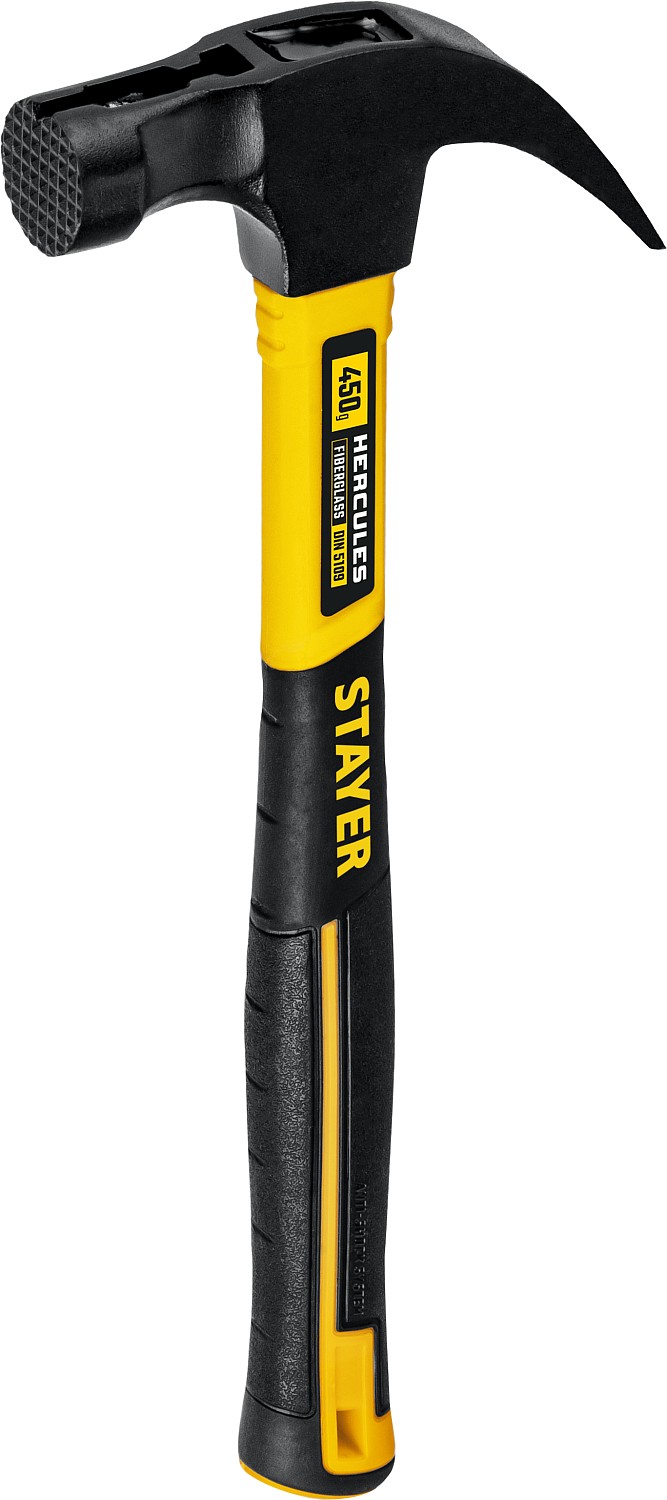 STAYER Hercules-M, 450 г, молоток-гвоздодёр столярный с фиберглассовой рукояткой, Professional (2027-450) — фото 2