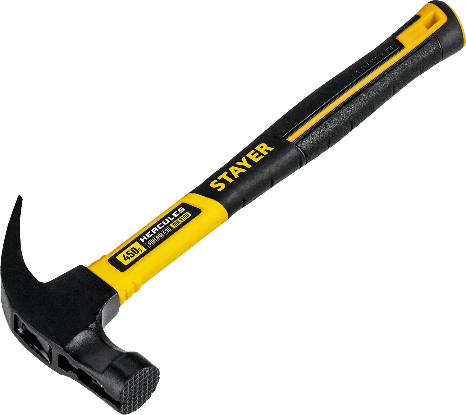 STAYER Hercules-M, 450 г, молоток-гвоздодёр столярный с фиберглассовой рукояткой, Professional (2027-450) — фото 3