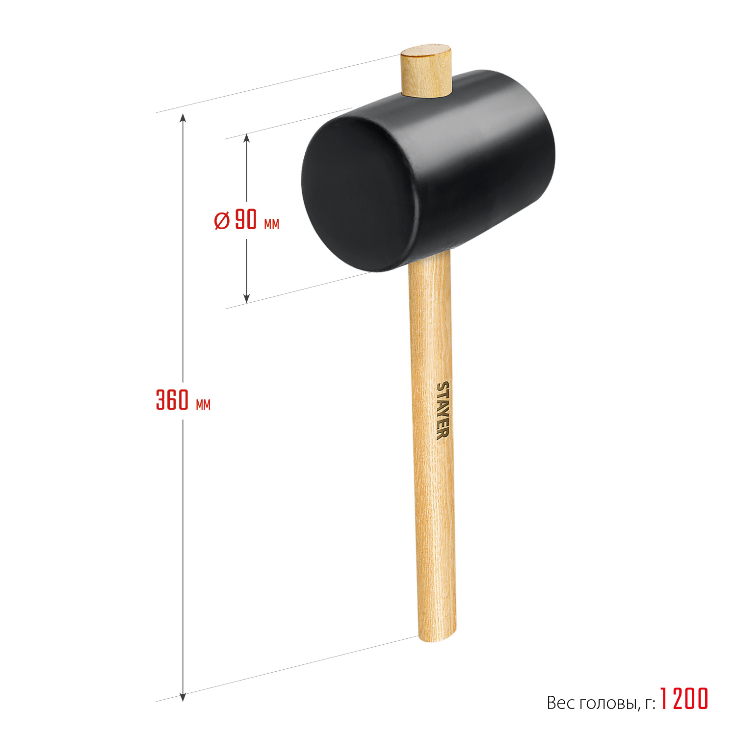 STAYER 1100 г, чёрная резиновая киянка (20505-100) — фото 5