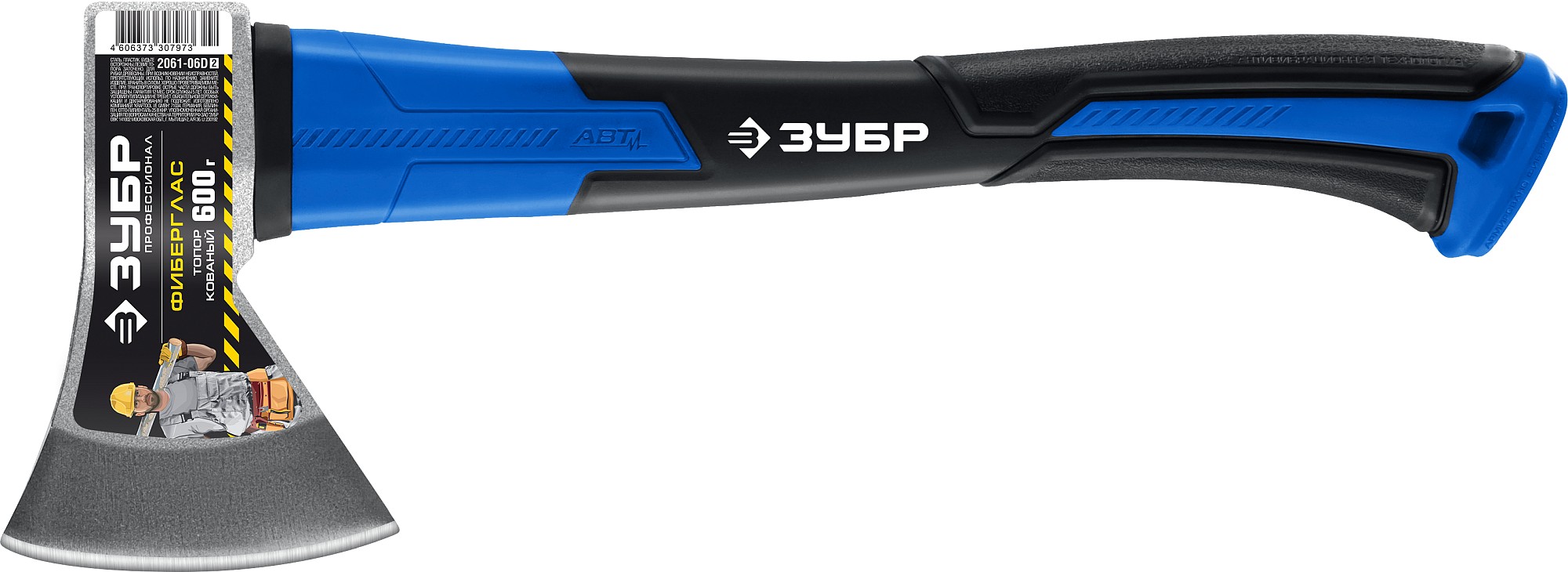 ЗУБР Фибергласс Плюс, 600/900 г, с чехлом, 380 мм, кованый топор, Профессионал (2061-06D) — фото 6