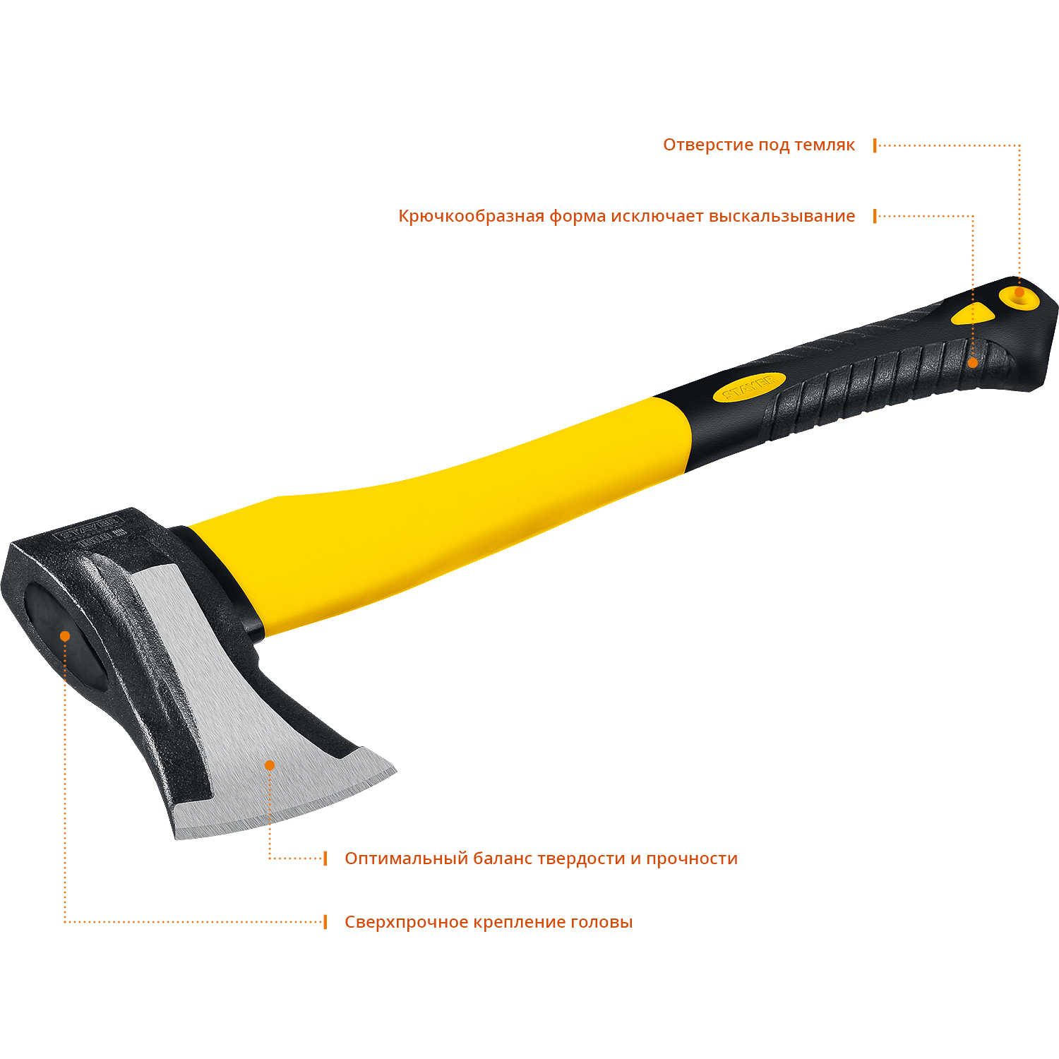STAYER FIBERGLASS, 1000/1500 г, 380 мм, кованый топор-колун, Professional (20623-10) — фото 3
