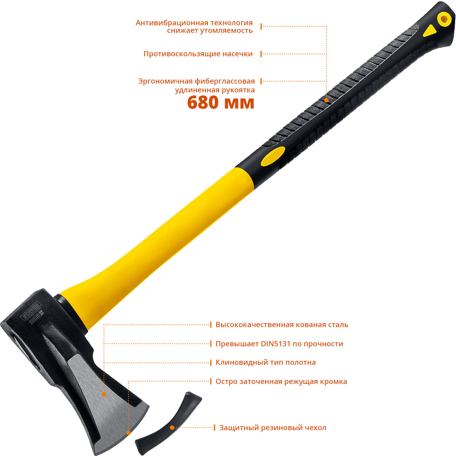 STAYER FIBERGLASS, 2000/2800 г, 680 мм, кованый топор-колун, Professional (20623-20) — фото 2