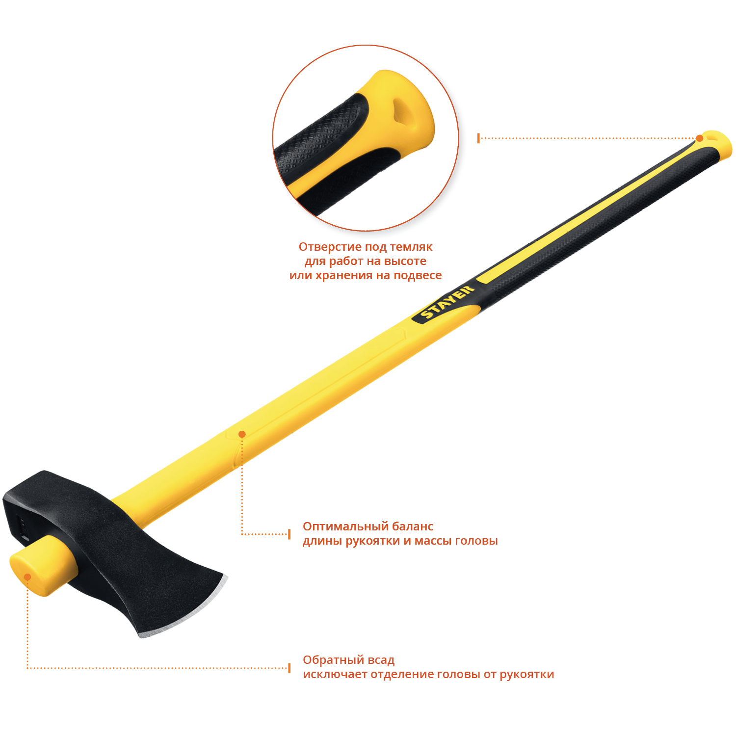 STAYER VIKING, 3600/4400 г, 900 мм, строительный колун-кувалда, Professional (20626-36) — фото 3