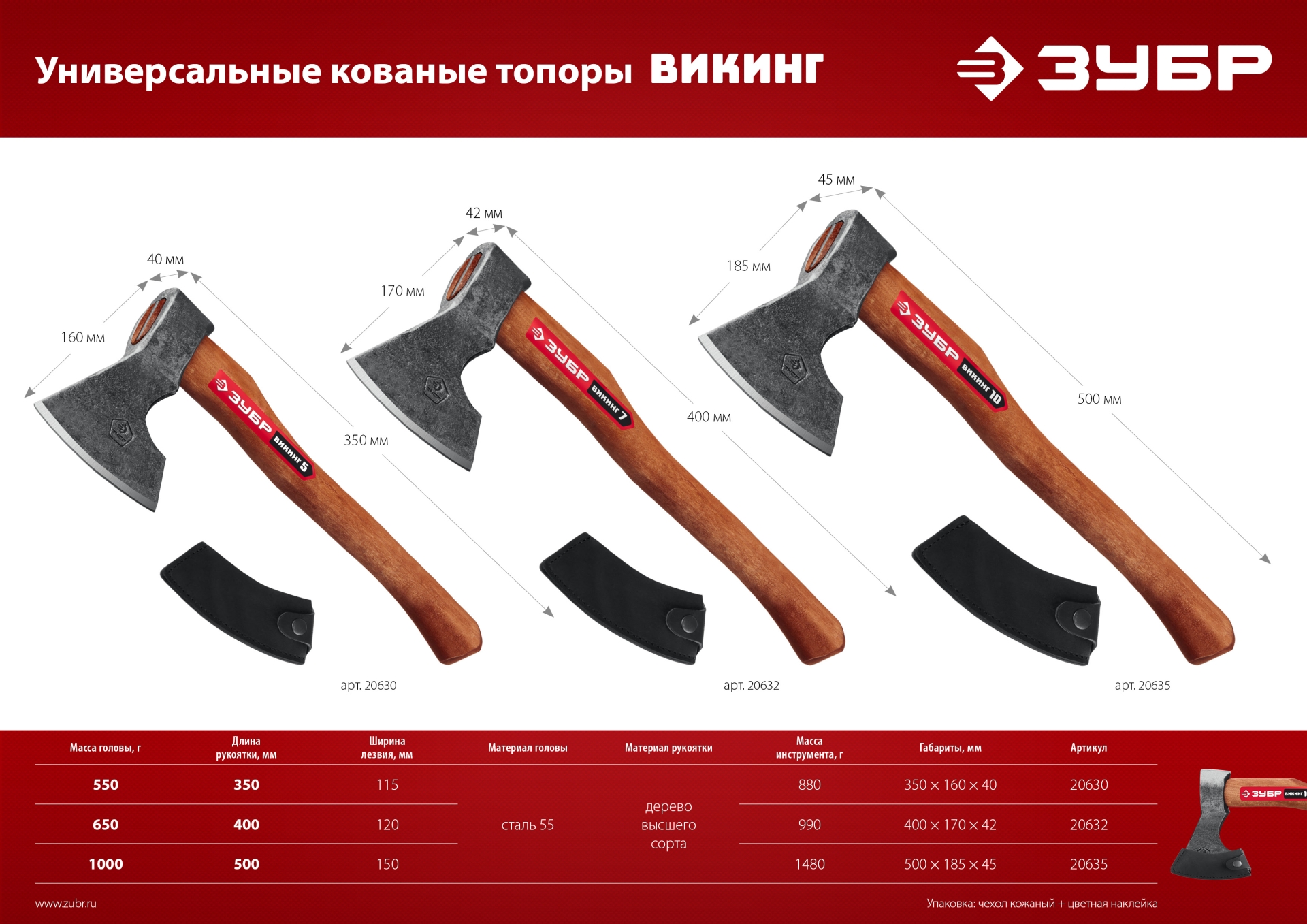 ЗУБР ВИКИНГ-5, 600/800 г, 350 мм, универсальный кованый топор (20630) — фото 8