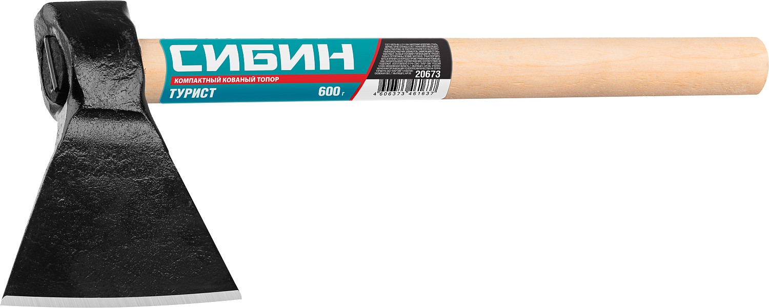 СИБИН Турист, 600/800 г, 390 мм, кованый топор с округлым лезвием (20673) — фото 2