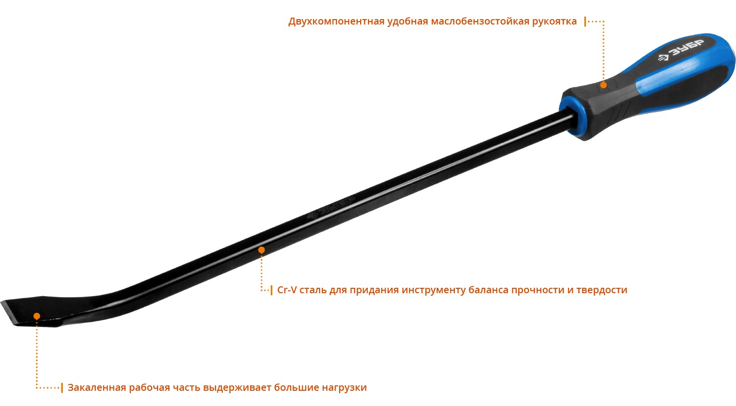 ЗУБР 450 мм, слесарная монтировка, Профессионал (2162-450) — фото 2