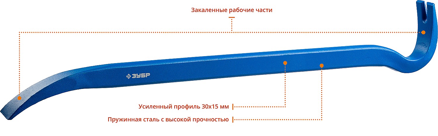 ЗУБР Титан, 600 мм, 30 х 15 мм, лом-гвоздодер, Профессионал (2165-60) — фото 2