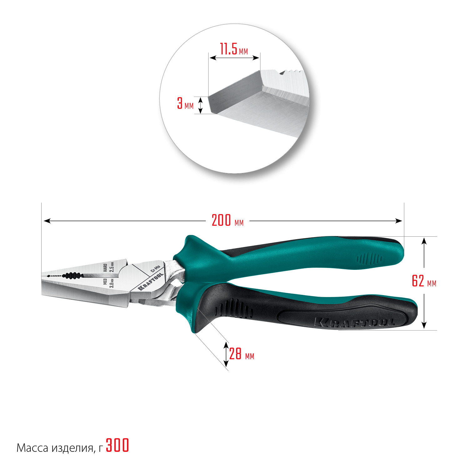 KRAFTOOL KraftMax, 200 мм, комбинированные плоскогубцы с эксцентриковым шарниром (22011-1-20) — фото 9