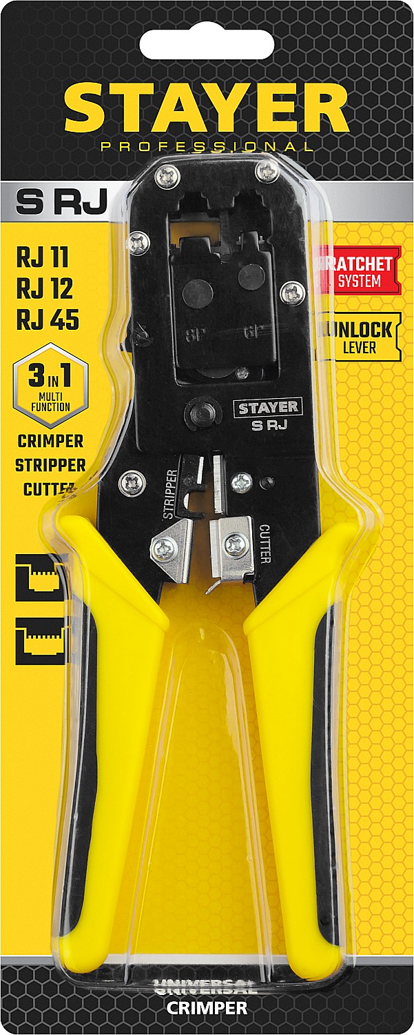 STAYER S-RJ, (RJ45, RJ11, RJ12), универсальный кримпер, Professional (22652) — фото 8