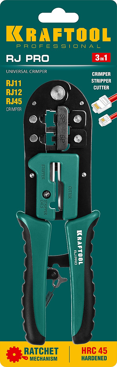 KRAFTOOL RJ-Pro, (RJ45, RJ11,RJ12), универсальный кримпер (22698) — фото 9
