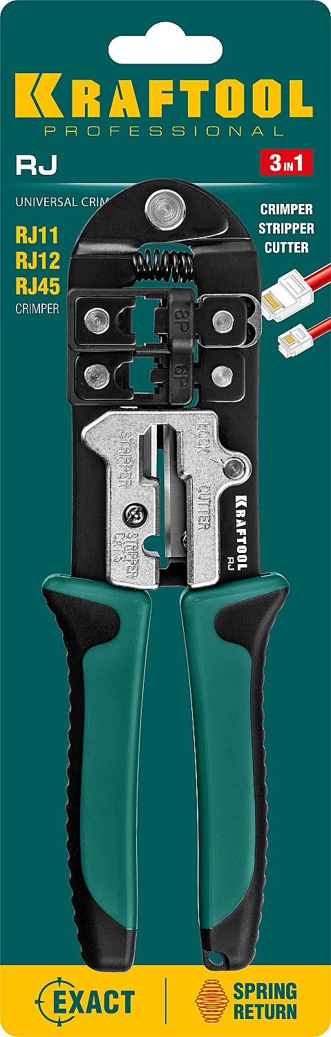KRAFTOOL RJ, (RJ45, RJ11,RJ12), универсальный кримпер (22699) — фото 6