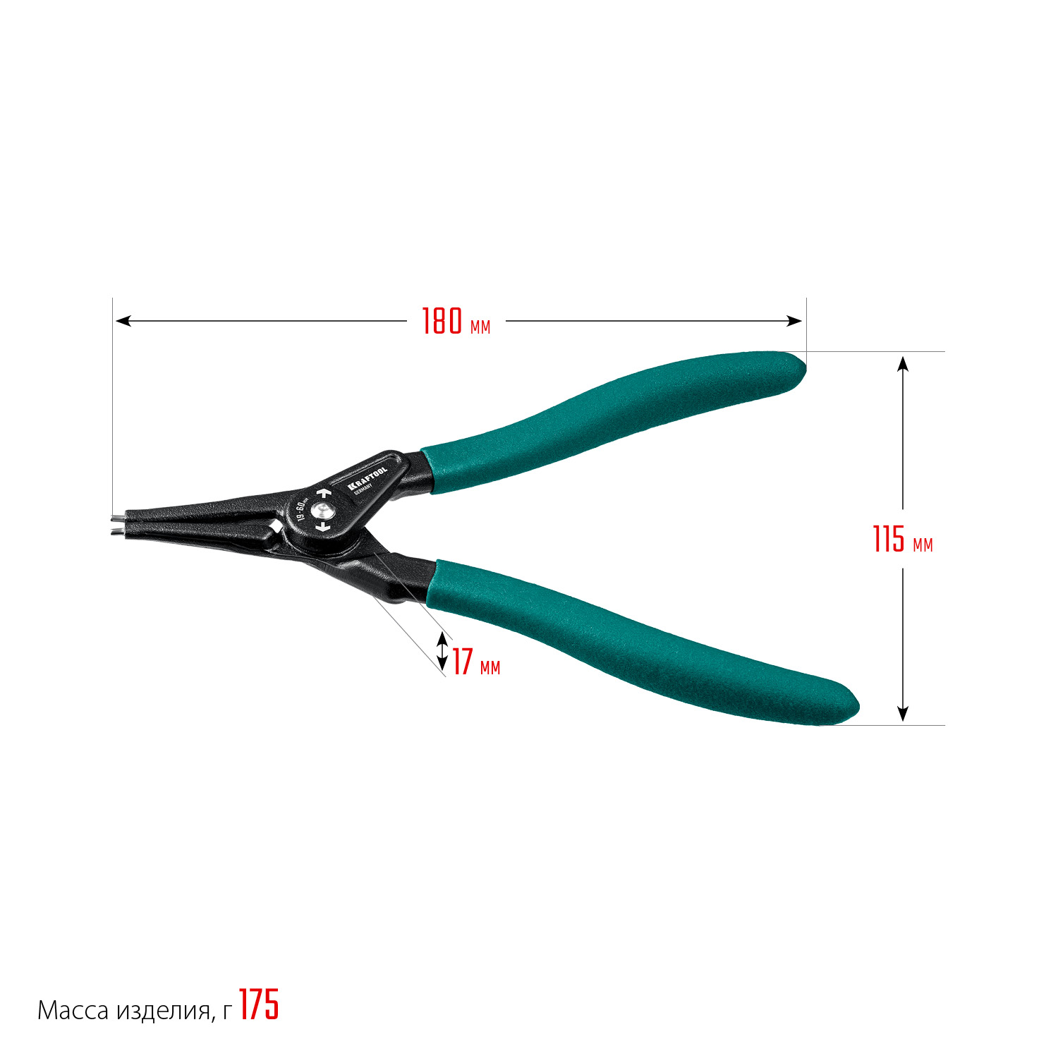 KRAFTOOL 180 мм, прямые губки, внешний, съемник стопорных колец (22812-3) — фото 7