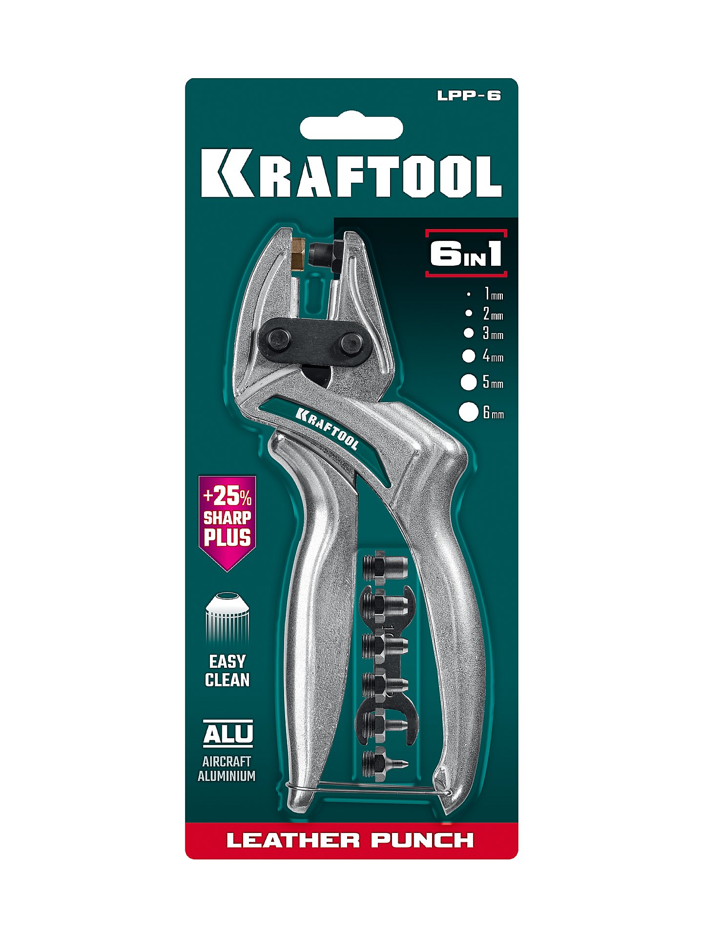 KRAFTOOL LPP-6 с набором насадок 1-6 мм, мощный дырокол для кожи (22952) — фото 5