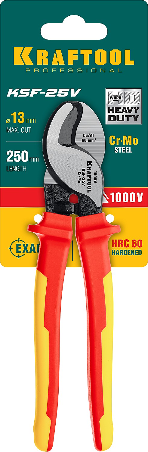 KRAFTOOL KSF-25V, d 13 мм, 250 мм, VDE, 1000 В, усиленный, диэлектрический кабелерез (23334-25V) — фото 5