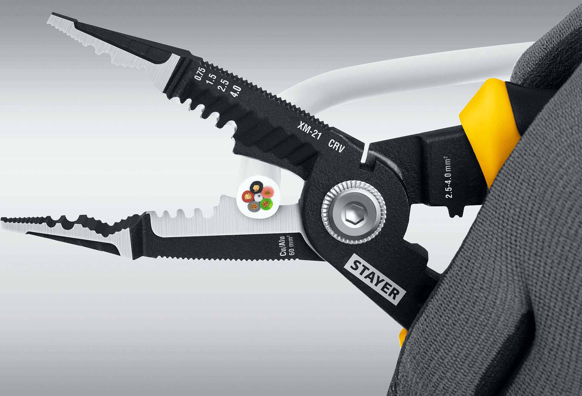 STAYER HERCULES XM-21, 4в1 электромонтажные клещи (23342-21) — фото 6