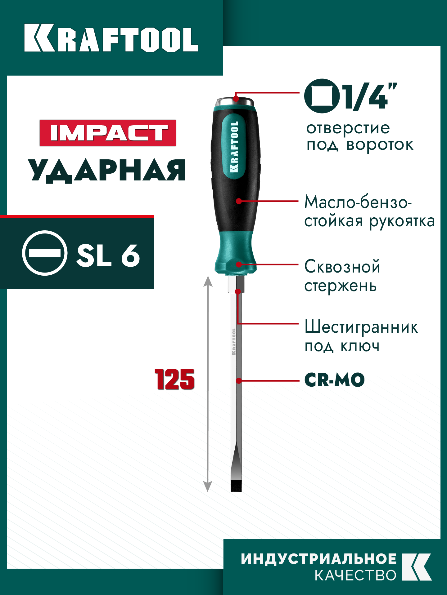 KRAFTOOL Impact SL 6, ударная отвертка (250033-6) — фото 2
