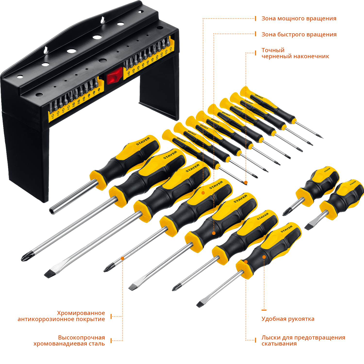 STAYER Hercules-Pro-37, 37 предм., набор отверток с насадками (25312-H37) — фото 3