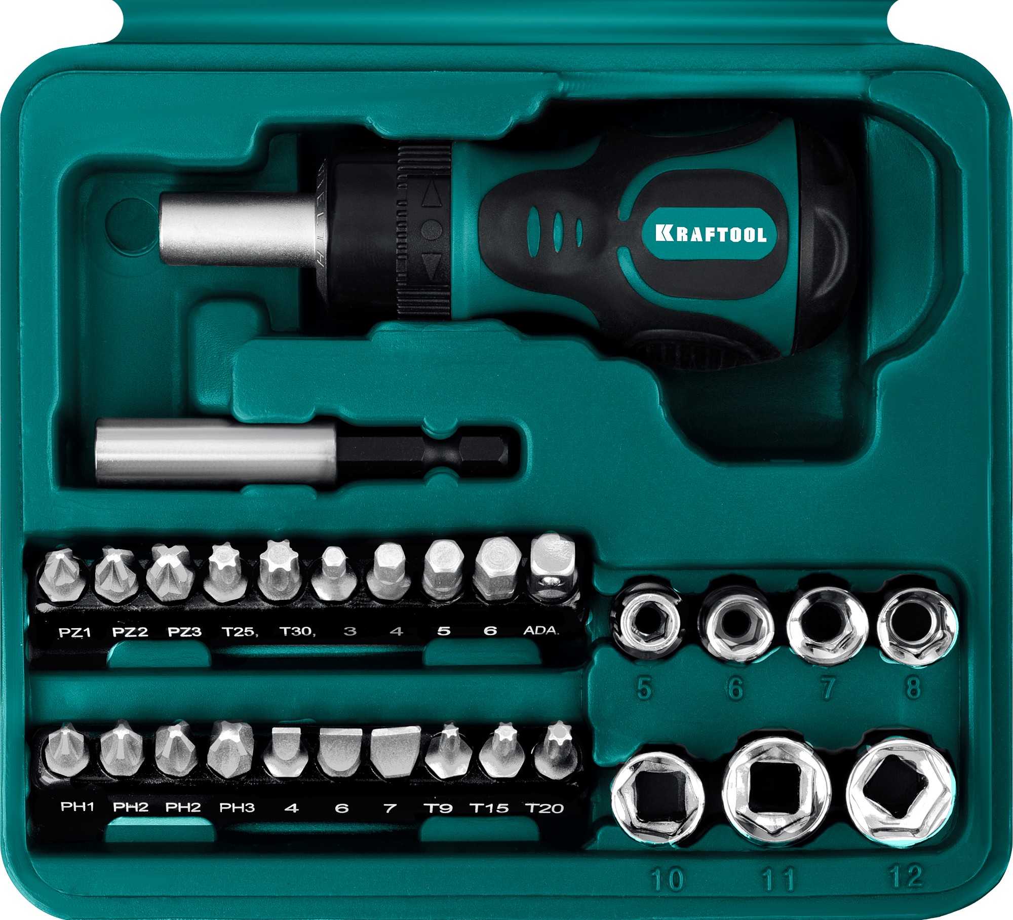 KRAFTOOL Kompakt-43, с насадками, 43 предм., реверсивная отвертка (25556-H43) — фото 3