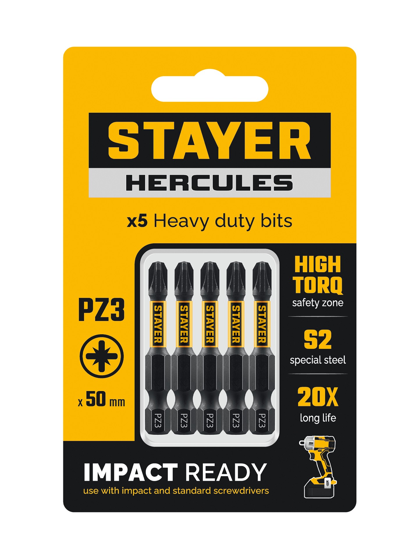 STAYER HERCULES, PZ3, 50 мм, 5 шт, торсионные биты (26233-3-50-5)