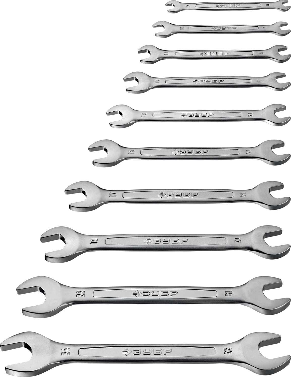 ЗУБР 10 шт, 6 - 24 мм, набор рожковых гаечных ключей, Профессионал (27010-H10) — фото 2