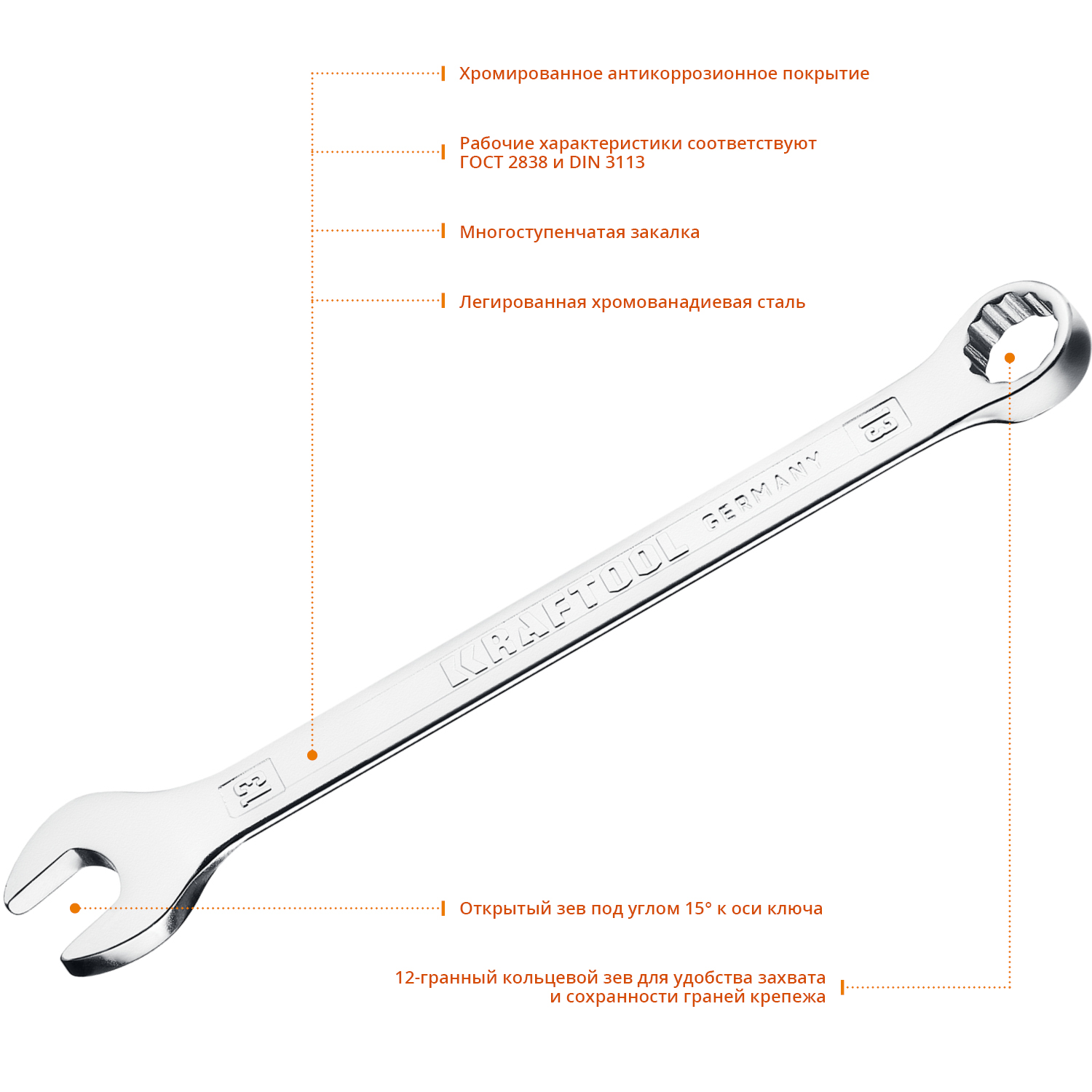 KRAFTOOL 13 мм, комбинированный гаечный ключ (27079-13) — фото 2