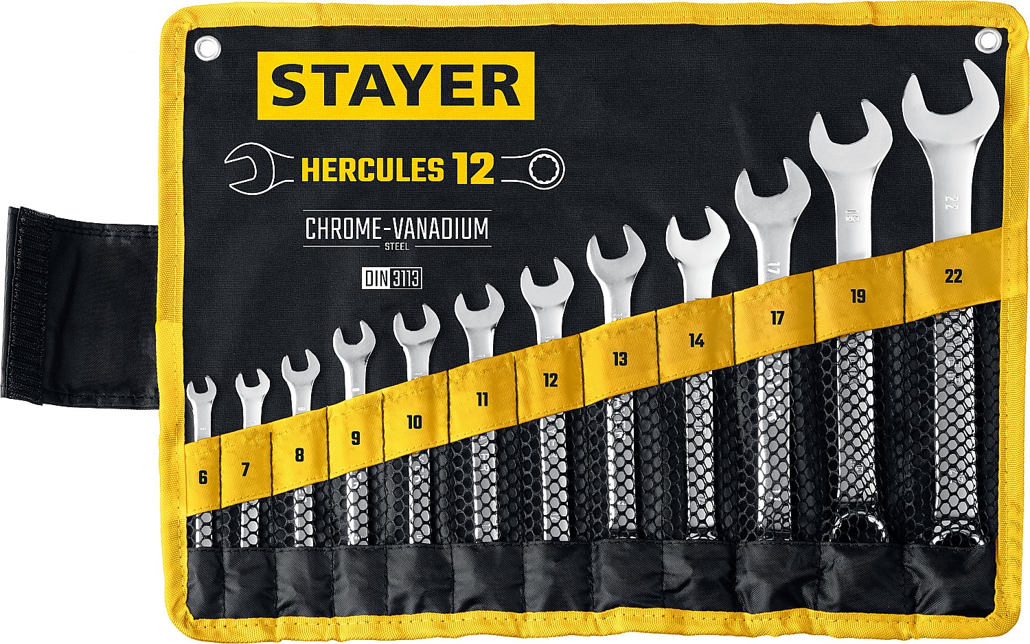 STAYER HERCULES, 12 шт, 6 - 22 мм, набор комбинированных гаечных ключей, Professional (27081-H12)