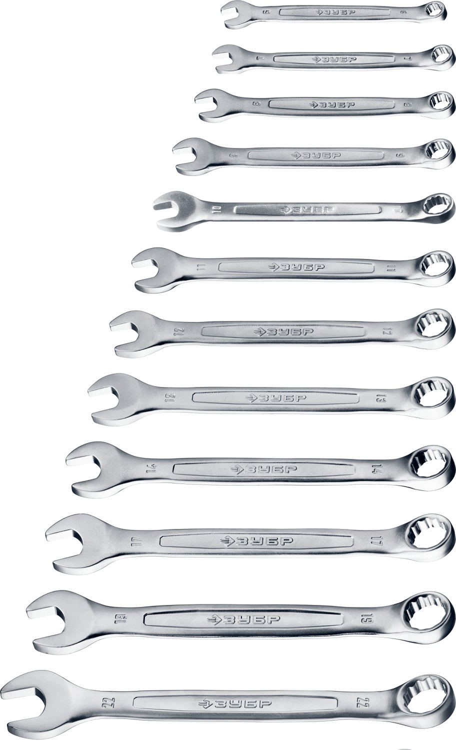 ЗУБР 12 шт, 6 - 22 мм, набор комбинированных гаечных ключей, Профессионал (27087-H12) — фото 2