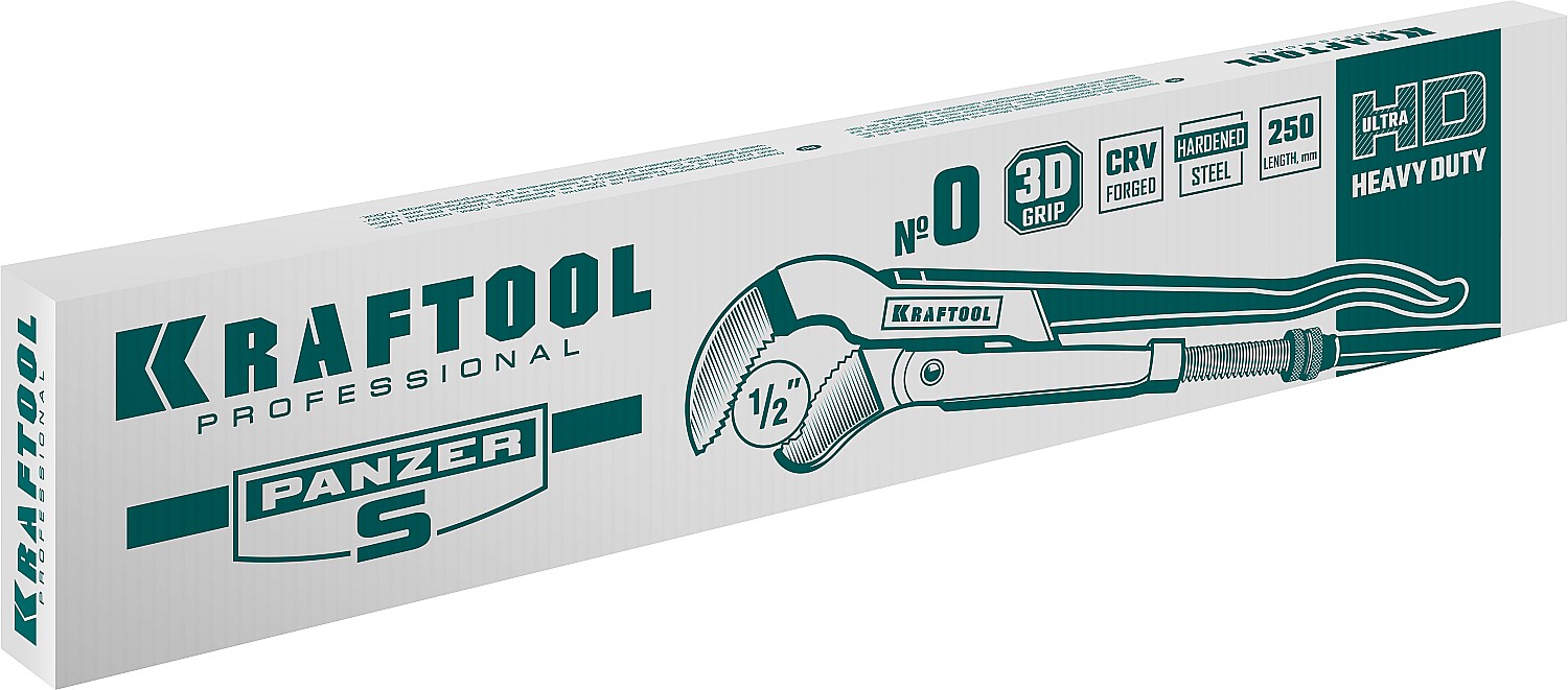 KRAFTOOL PANZER-S, №0, 1/2″, 240 мм, трубный ключ с изогнутыми губками (2733-05) — фото 4