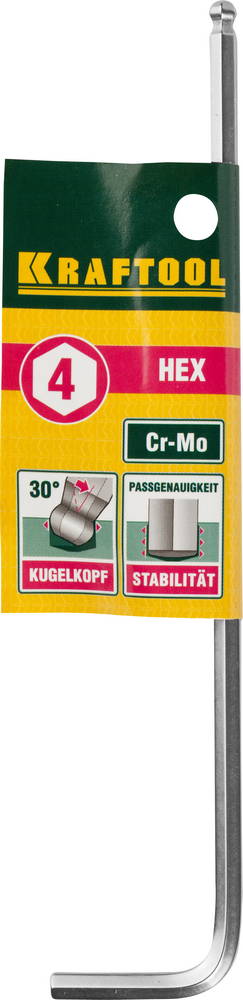 KRAFTOOL HEX-Ball 4 мм, шестигранный ключ с шаром, Cr-Mo (27437-4) — фото 2