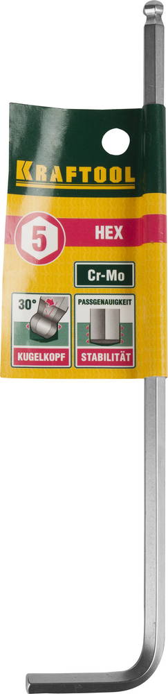 KRAFTOOL HEX-Ball 5 мм, шестигранный ключ с шаром, Cr-Mo (27437-5) — фото 2