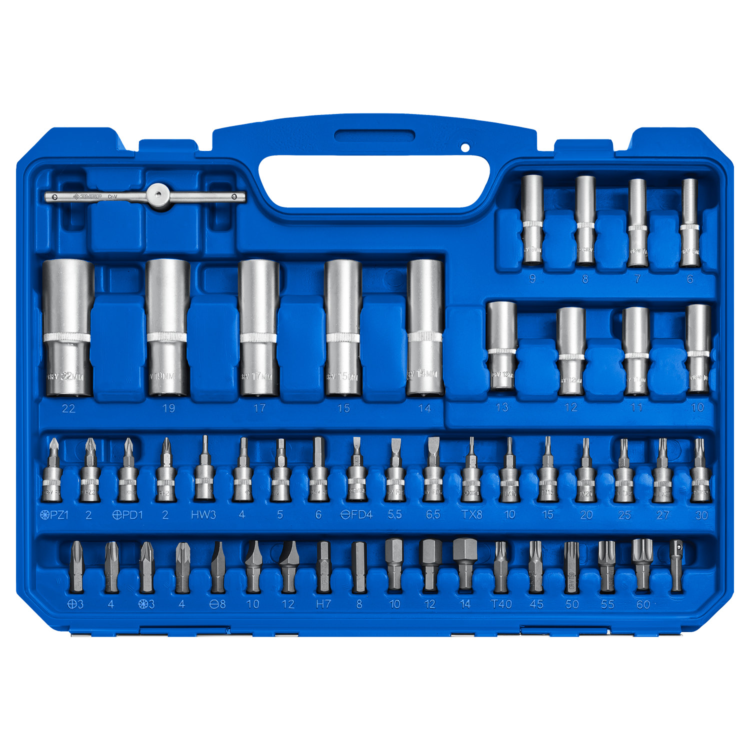 ЗУБР А-110, 110 предм., (1/2″ + 1/4″), универсальный набор инструмента, Профессионал (27635-H110) — фото 6