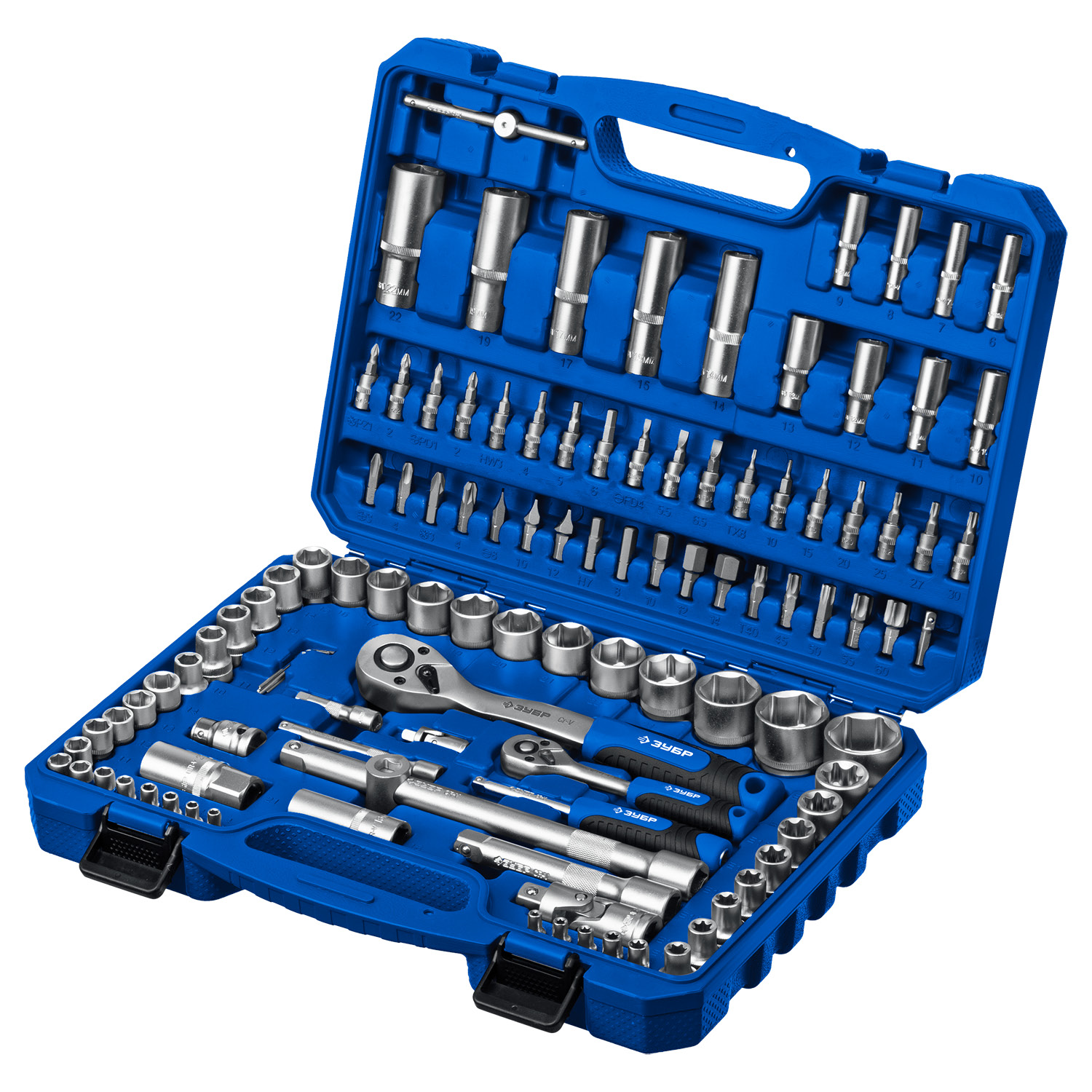 ЗУБР А-110, 110 предм., (1/2″ + 1/4″), универсальный набор инструмента, Профессионал (27635-H110) — фото 8