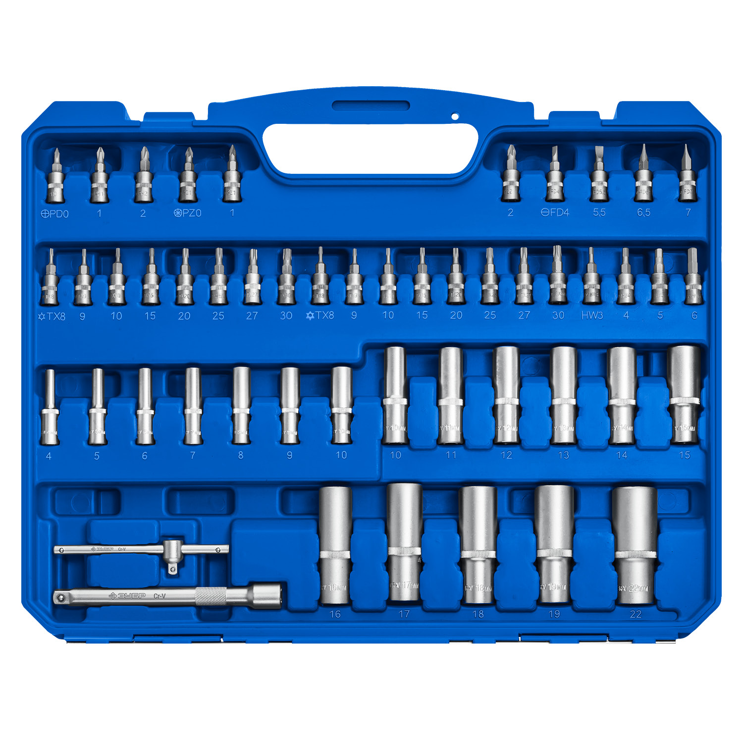 ЗУБР А-151, 151 предм., (1/2″+ 3/8″+ 1/4″), универсальный набор инструмента, Профессионал (27637-H150) — фото 6