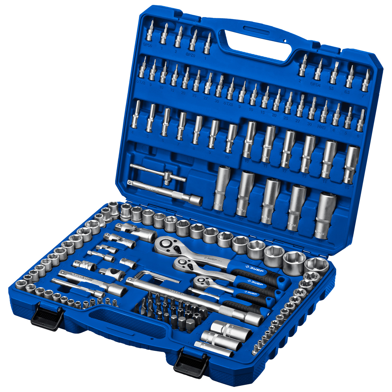 ЗУБР А-151, 151 предм., (1/2″+ 3/8″+ 1/4″), универсальный набор инструмента, Профессионал (27637-H150) — фото 8