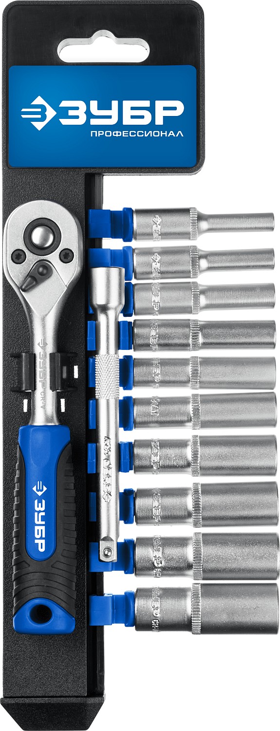 ЗУБР ТМ-12У, 12 предм., (1/4″), набор торцовых головок, Профессионал (27651-H12) — фото 2