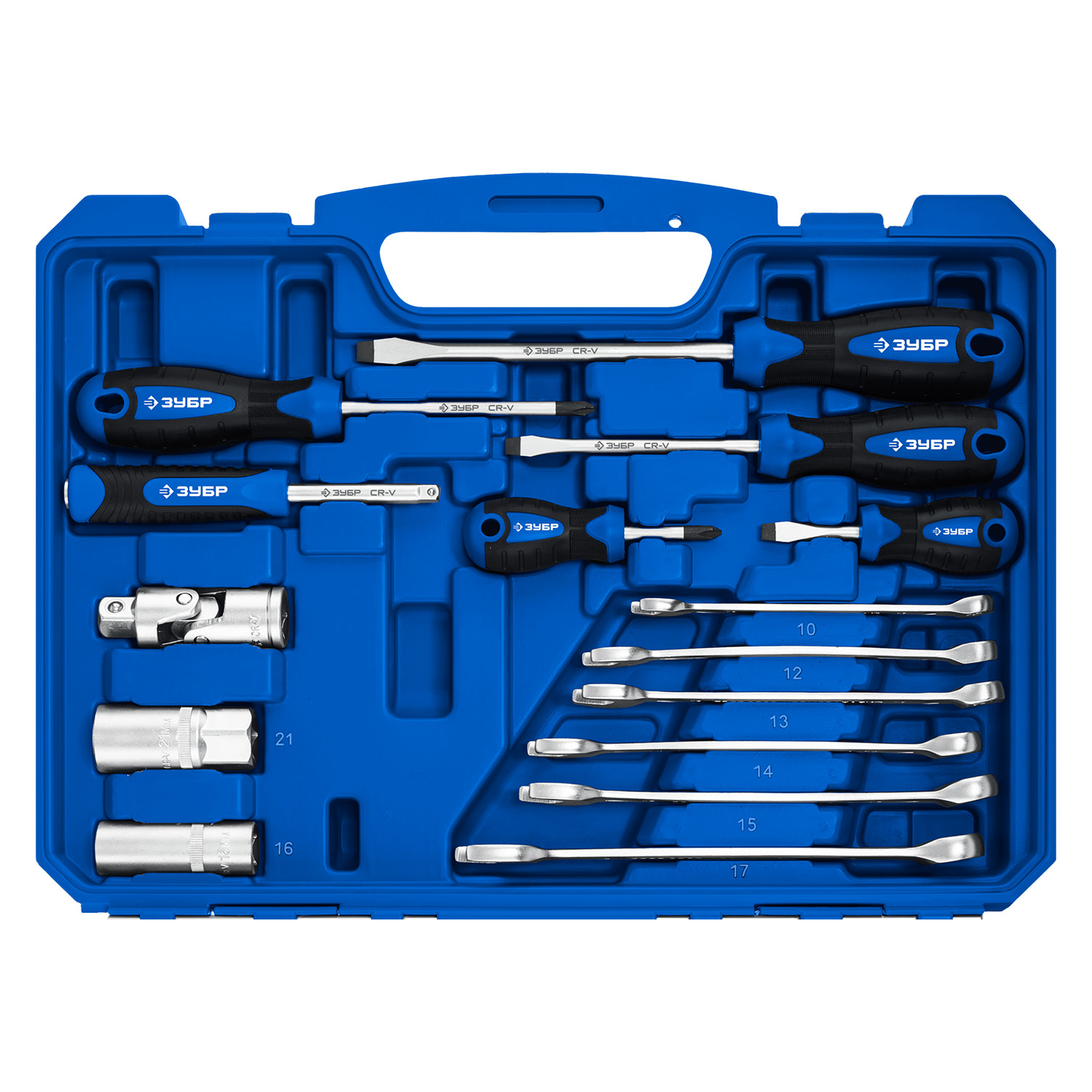 ЗУБР Универсал-63, 63 предм., (1/2″+ 1/4″), универсальный набор инструмента, Профессионал (27670-H58) — фото 6