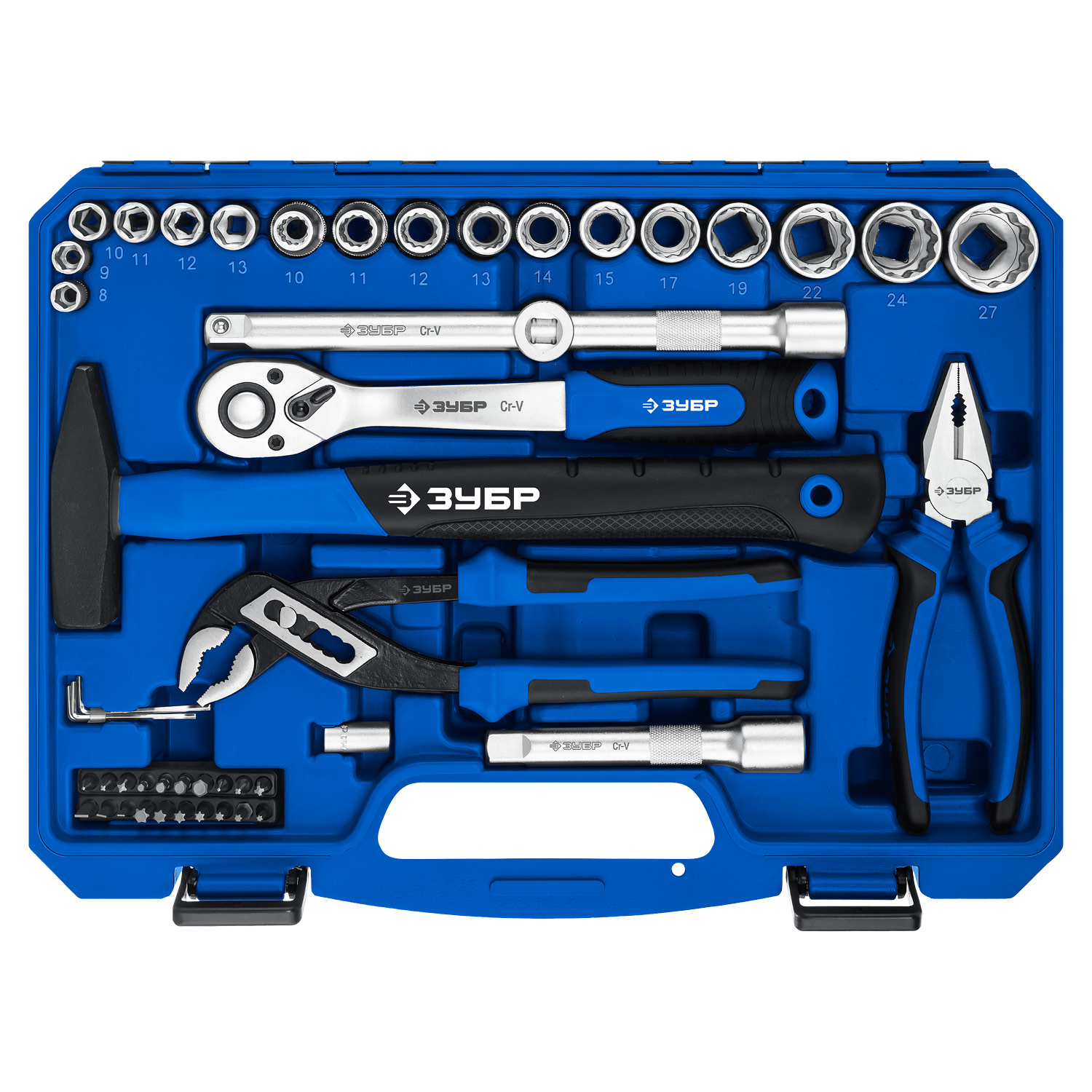 ЗУБР Универсал-63, 63 предм., (1/2″+ 1/4″), универсальный набор инструмента, Профессионал (27670-H58) — фото 7
