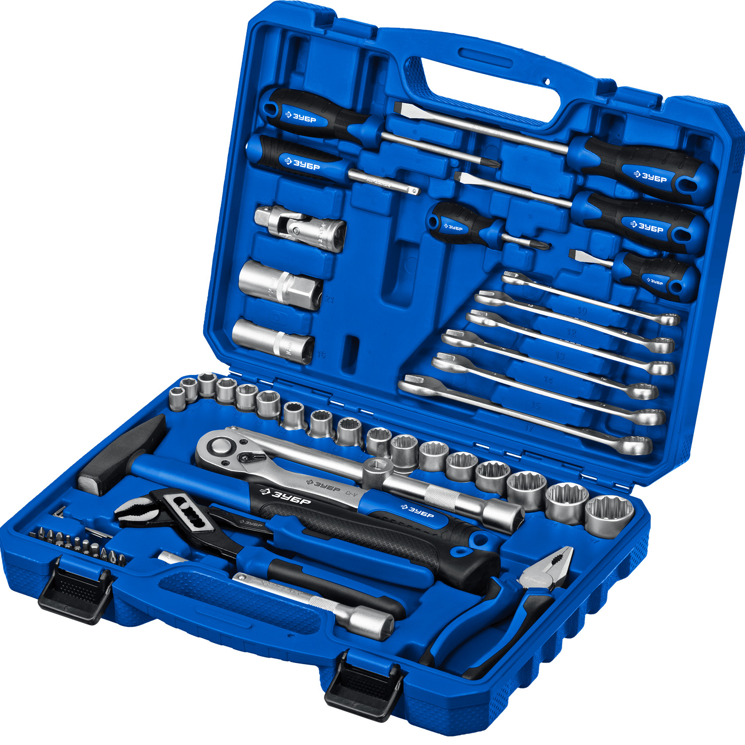 ЗУБР Универсал-63, 63 предм., (1/2″+ 1/4″), универсальный набор инструмента, Профессионал (27670-H58) — фото 8