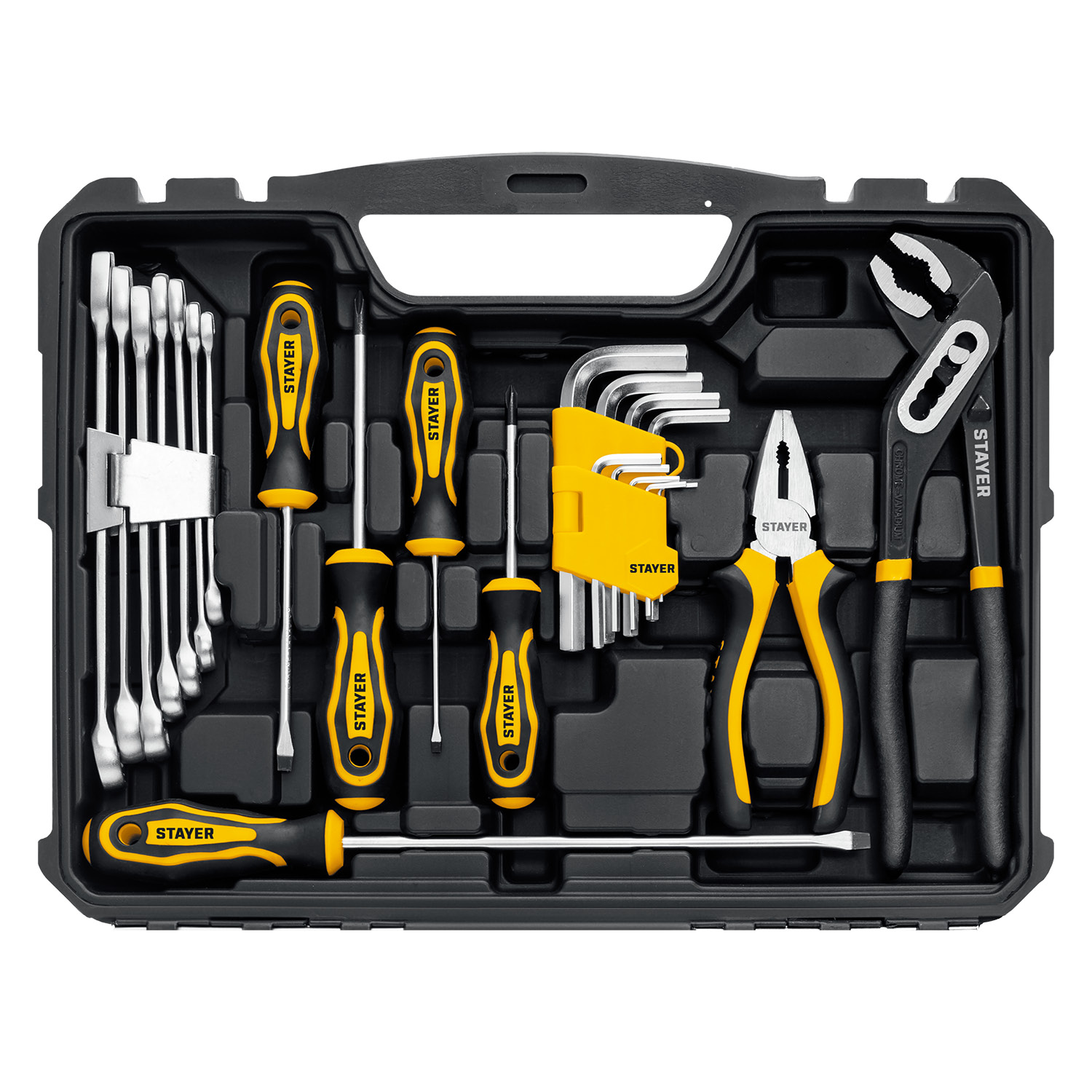 STAYER UNIVERSAL 83, 83 предм., (1/2″+ 1/4″), универсальный набор инструмента, Professional (27710-H83) — фото 6