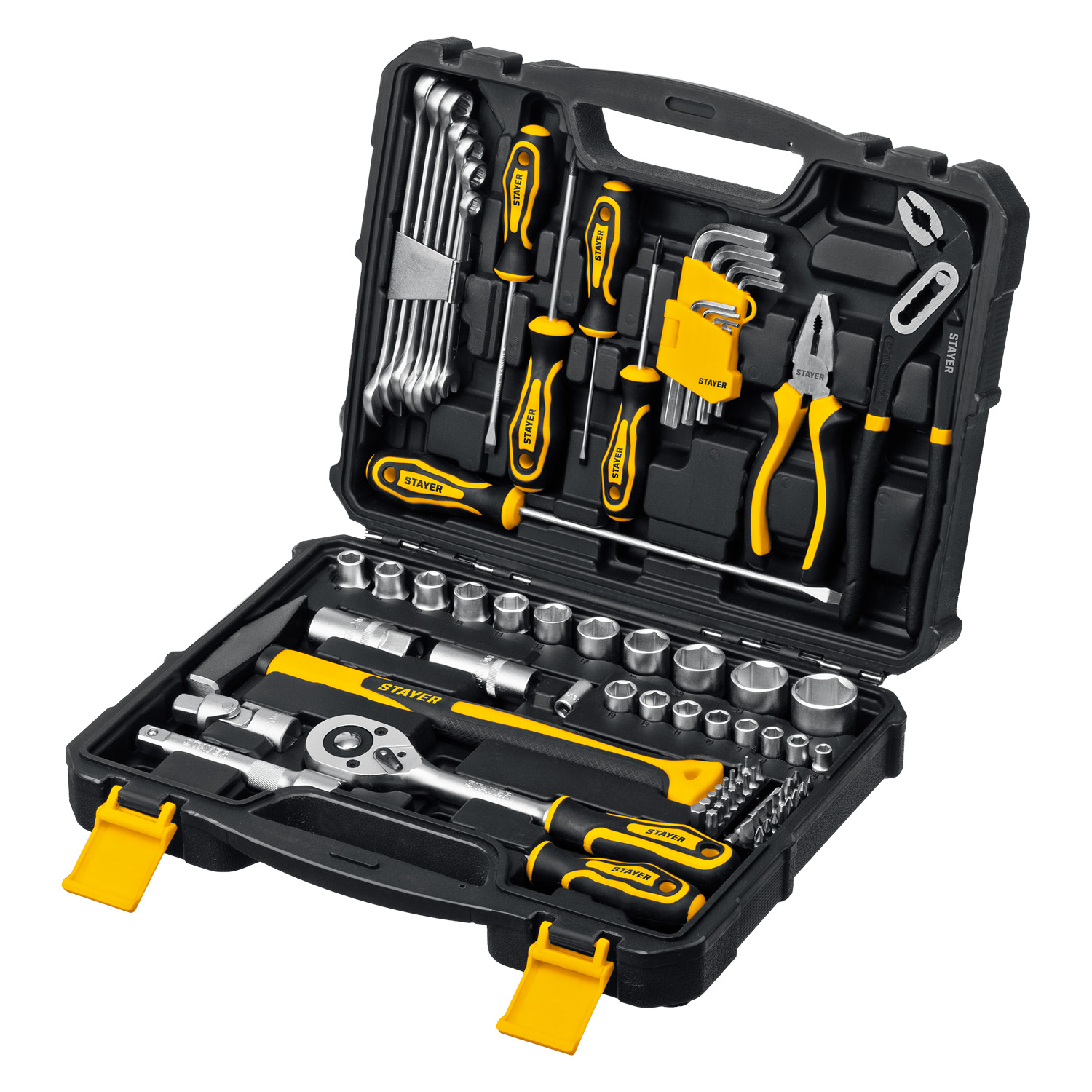 STAYER UNIVERSAL 83, 83 предм., (1/2″+ 1/4″), универсальный набор инструмента, Professional (27710-H83) — фото 8