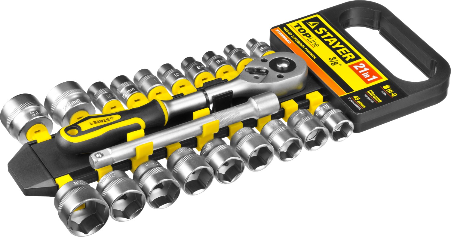 STAYER RSS 21M, 21 предм., (3/8″), набор торцовых головок (27752-H21) — фото 2