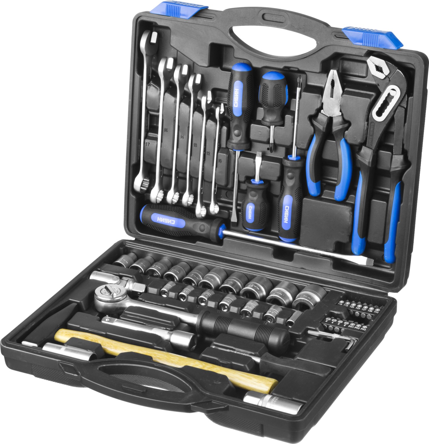 СИБИН 56 предм., (1/2″+1/4″), универсальный набор инструмента (27765-H56) — фото 2