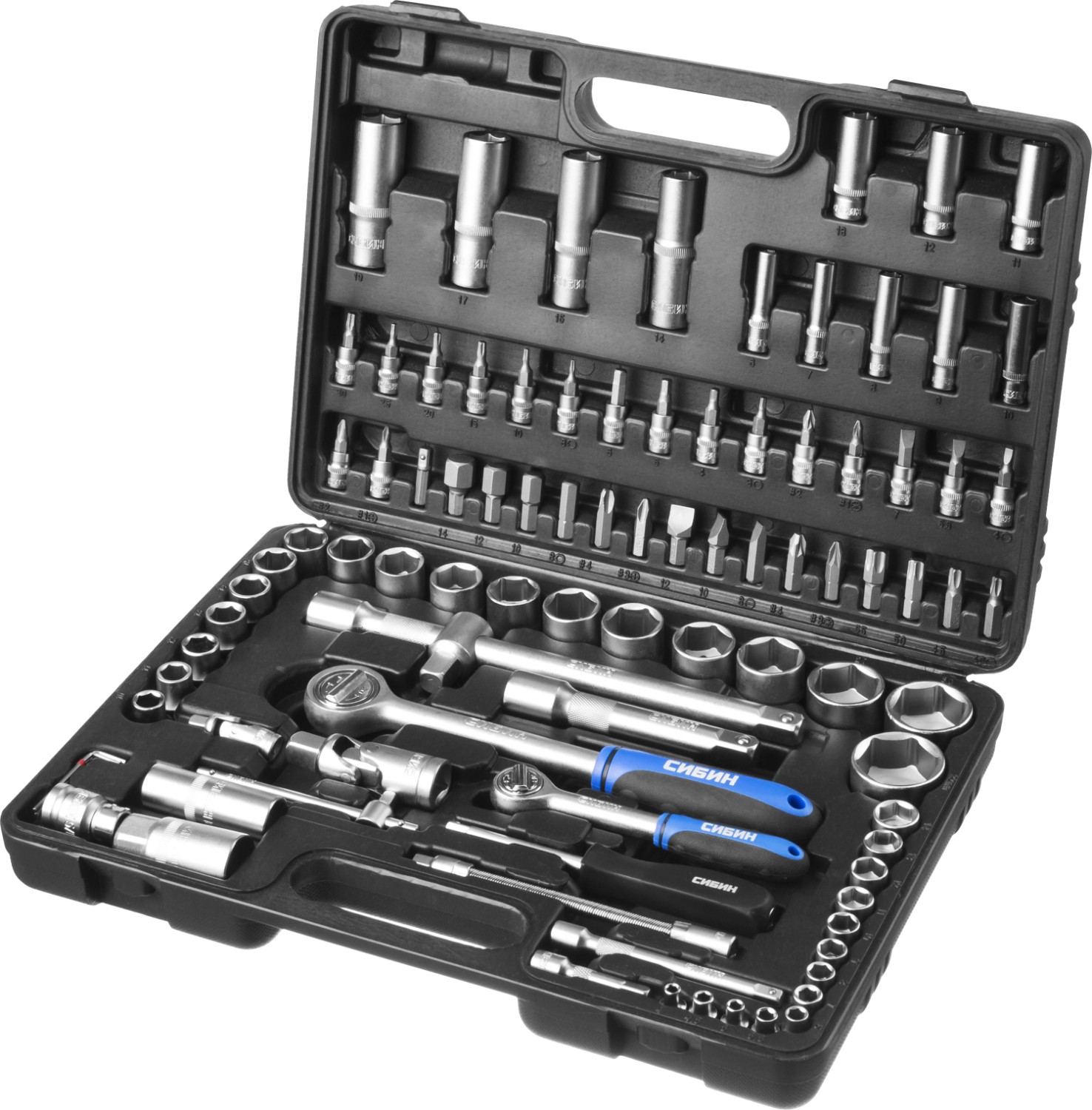 СИБИН 94 предм., (1/2″+1/4″), универсальный набор инструмента (27765-H94) — фото 2