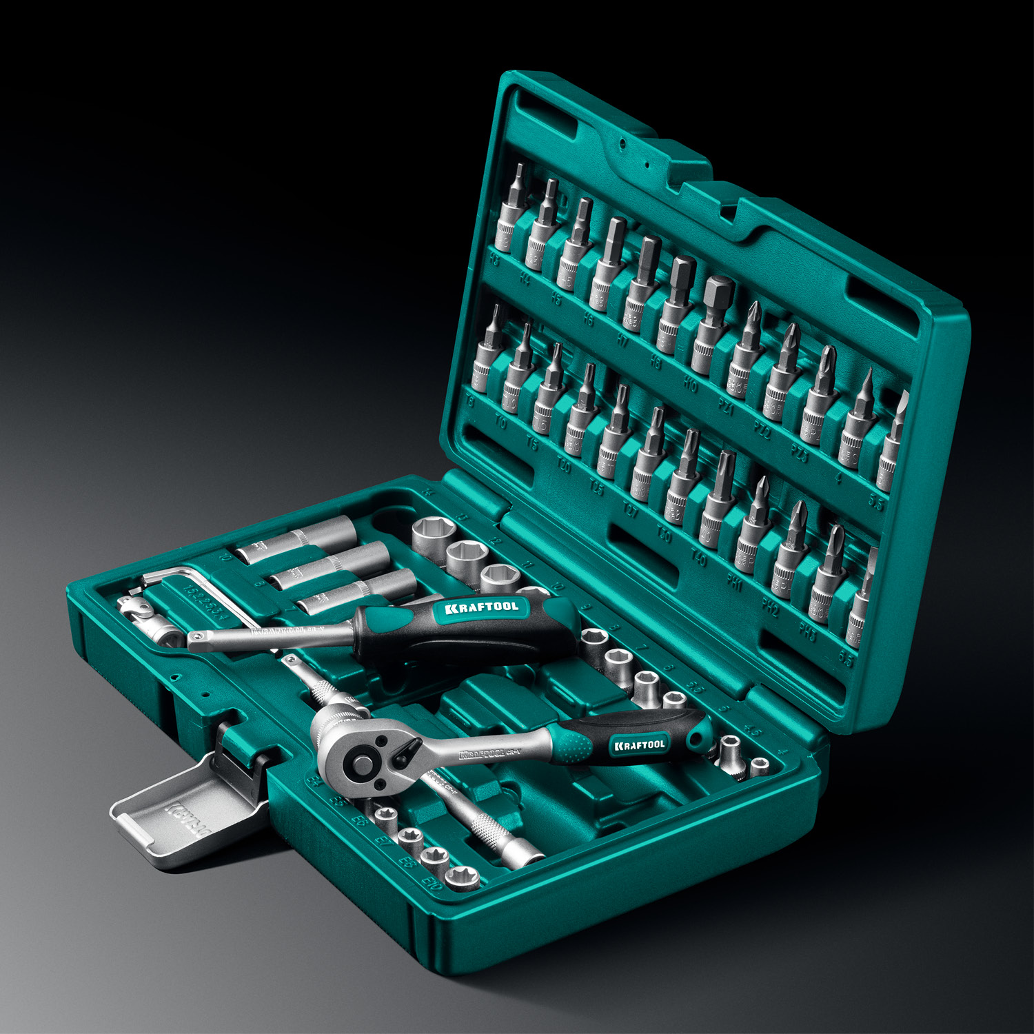 KRAFTOOL X-Drive, 57 предм., (1/4″), универсальный набор инструмента (27885-H57) — фото 12