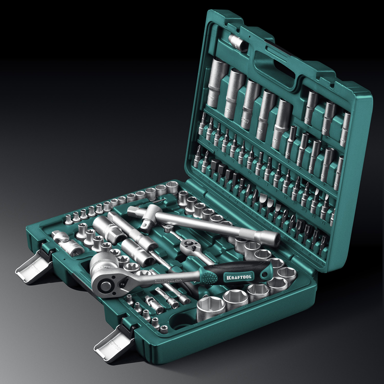 KRAFTOOL X-Drive 108, 108 предм., (1/2″+3/8″+1/4″), универсальный набор инструмента (27888-H108) — фото 11