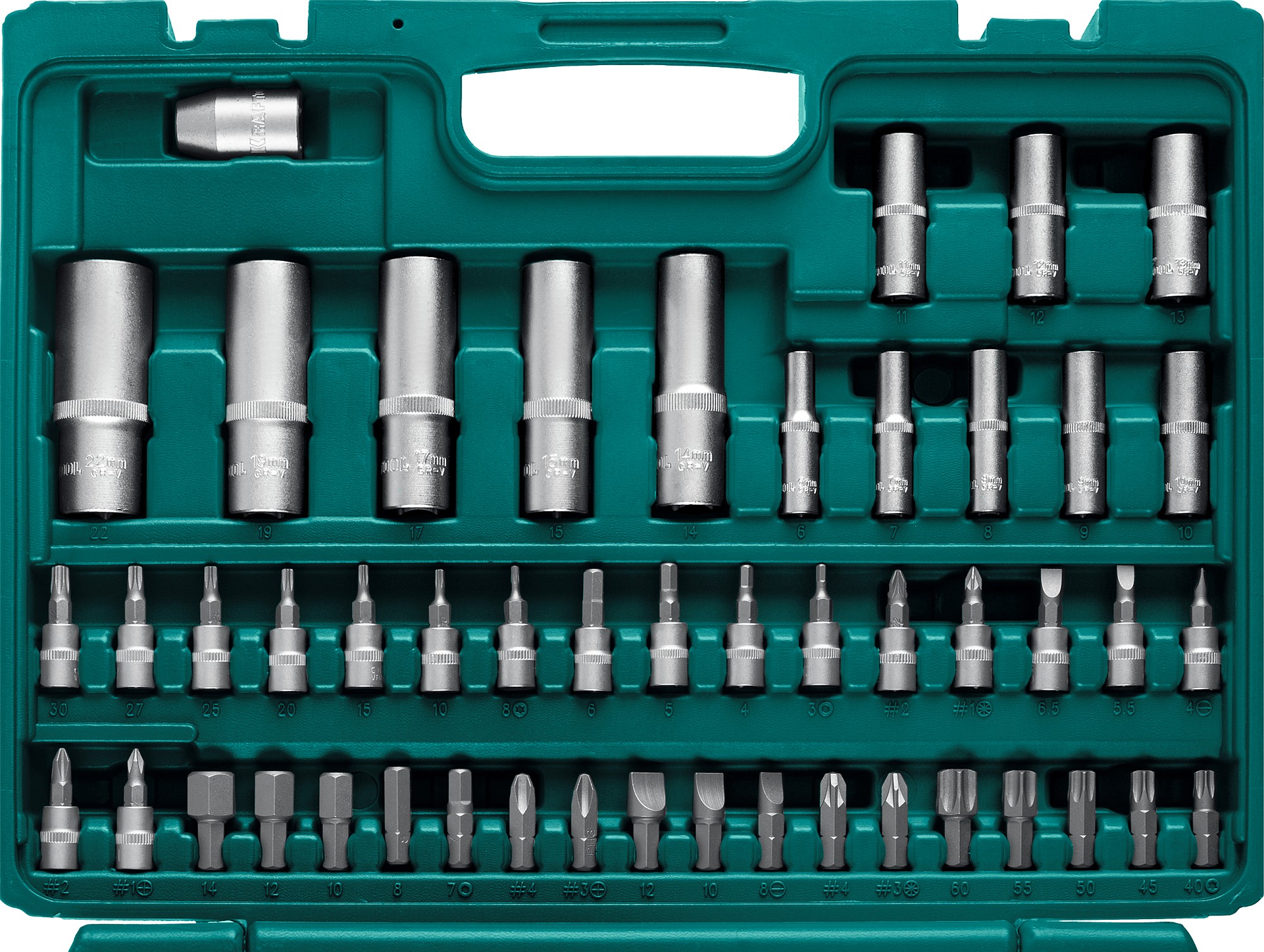 KRAFTOOL X-Drive 108, 108 предм., (1/2″+3/8″+1/4″), универсальный набор инструмента (27888-H108) — фото 3