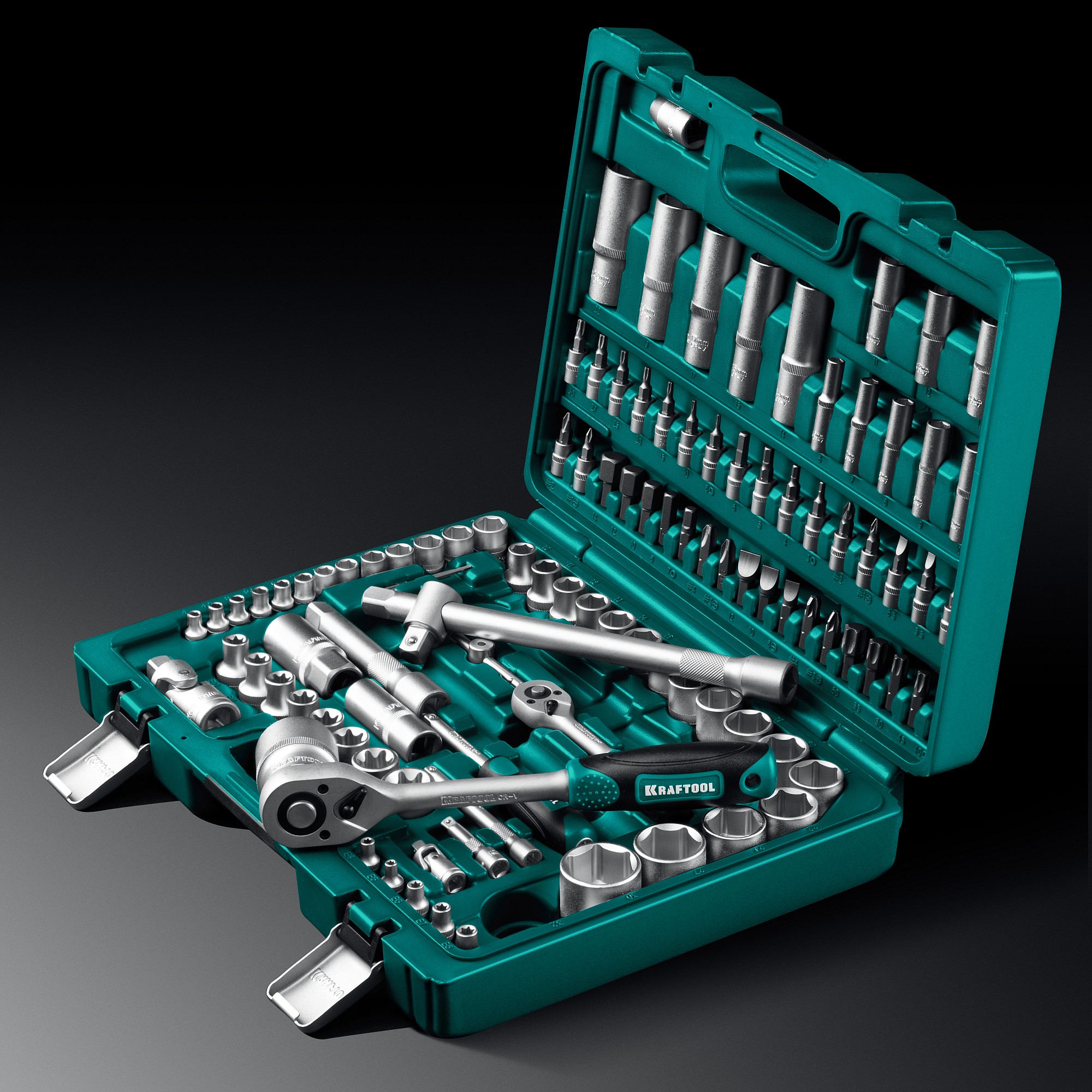 KRAFTOOL X-Drive 108, 108 предм., (1/2″+3/8″+1/4″), универсальный набор инструмента (27888-H108) — фото 5