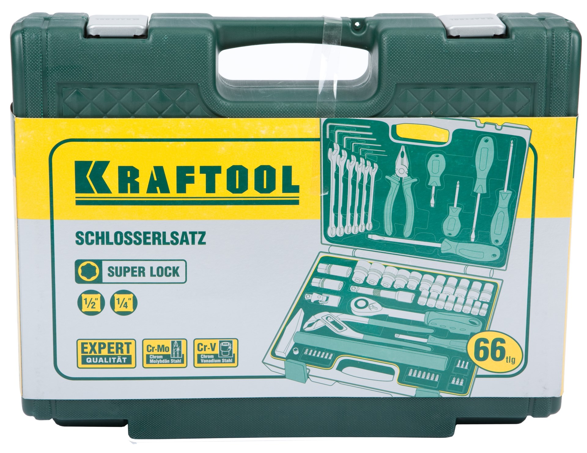 KRAFTOOL EXTREM-66, 66 предм., (1/2″+1/4″), универсальный набор инструмента (27976-H66) — фото 2